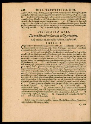 Disputatio XXIX. De modis tollendarum obligationum.
