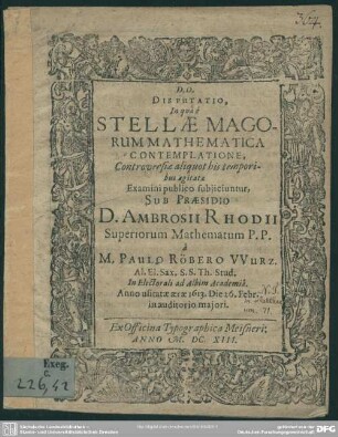 Disputatio de stella Magorum