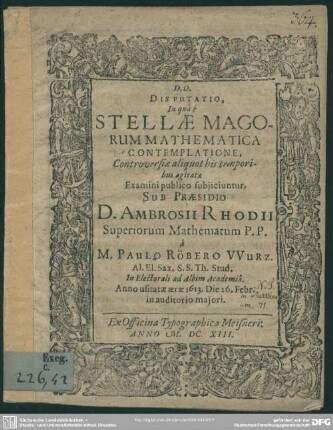 Disputatio de stella Magorum