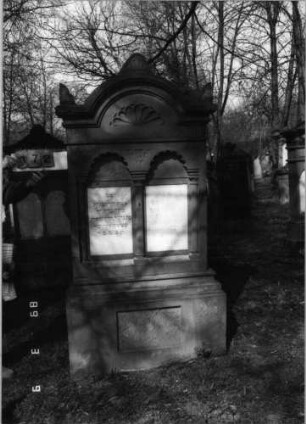 Grabstein 172 (Index: 100100206) Maße HxBxT: 213x92x29 cm Symbolik: Verzierungen Besonderheit: Doppelgrab für Eheleute: Grabstein 172