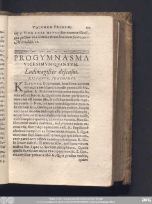 Progymnasma Vicesimum Quintum. Ludimagister defensus. Kilianus, Ioachimus.