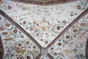 Gewölbebilder mit Drolerien, Ranken- und Laubwerk — Drolerien, Vögel, Ranken- und Laubwerk — Westliche Gewölbekappe