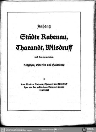 Anhang Städte Rabenau, Tharandt, Wilsdruff und Landgemeinden Döltzschen, Gittersee, Hainsberg