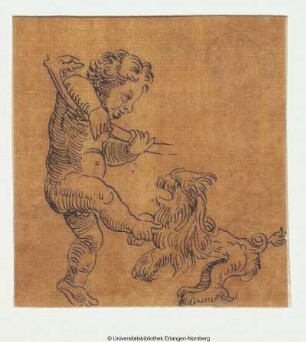 Nackter Knabe und Hund