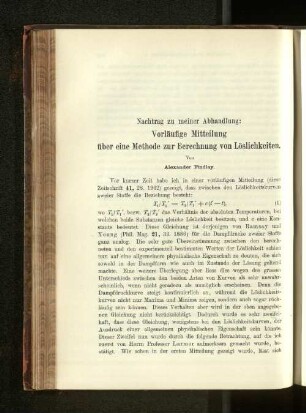 Nachtrag zu meiner Abhandlung: Vorläufige Mitteilung über eine Methode zur Berechnung von Löslichkeiten.