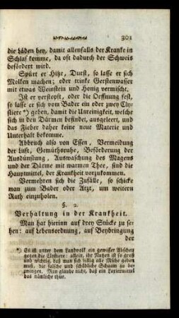 §. 2. Verhaltung in der Krankheit