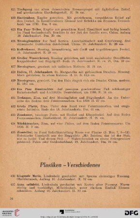 Plastiken - Verschiedenes (Nr. 436 - 458)
