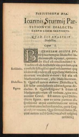 Ioannis Sturmii Partitionum Dialecticarum Liber Secundus.