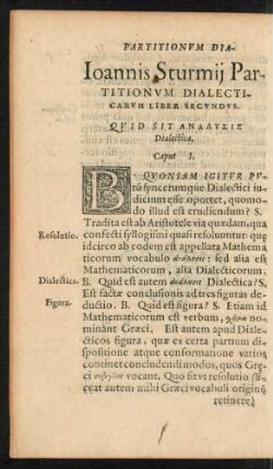 Ioannis Sturmii Partitionum Dialecticarum Liber Secundus.