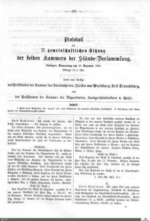 2. Gemeinschaftliche Sitzung, Stuttgart, 16.12.1886