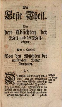 Auszug der Gedanken von den Absichten der natürlichen Dinge