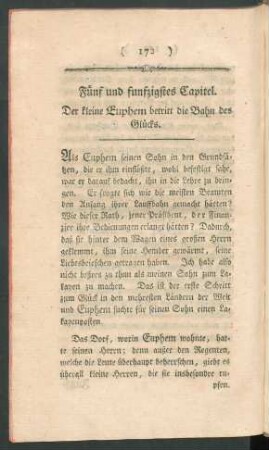 Fünf und funfzigstes Capitel. Der kleine Euphem betritt die Bahn des Glücks.