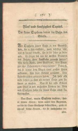 Fünf und funfzigstes Capitel. Der kleine Euphem betritt die Bahn des Glücks.