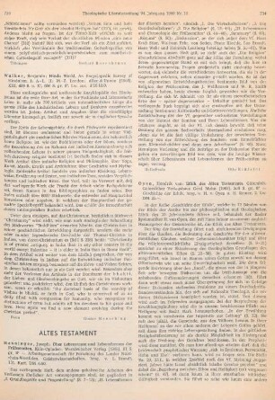 734-737 [Rezension] Oyen, Hendrik van, Ethik des Alten Testaments