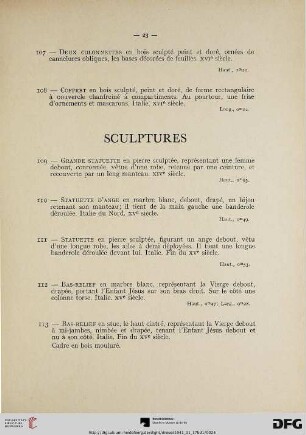 Sculptures (Nr. 109-136)