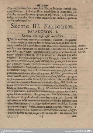 PARADOXON I. Lucem nil nisi esse accidens.