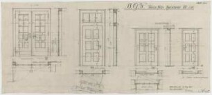 Fischer, Theodor; München; Bayerische Geschützwerke - Speisehaus - Türen Keller u. 1. OG (Grundrisse,Ansichten, Schnitte)