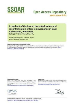 In and out of the forest: decentralisation and recentralisation of forest governance in East Kalimantan, Indonesia