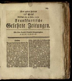 LItes Stück Dienstags, den 28. Junii, 1768. - LXtes Stück Freytags, den 29. Julii, 1768.