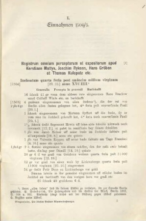 I. Einnahmen 1504/5