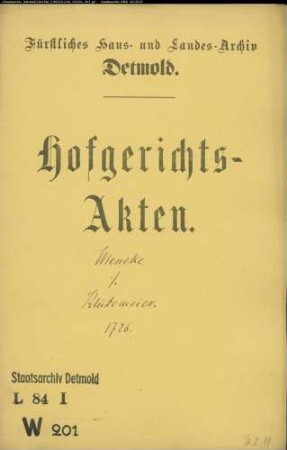 Wieneke, Joh. Konrad in Diestelbruch gegen Arnd Klütemeier, modo Wieneke, Grenadier im Diestelbruch - Herausgabe von Briefschaften