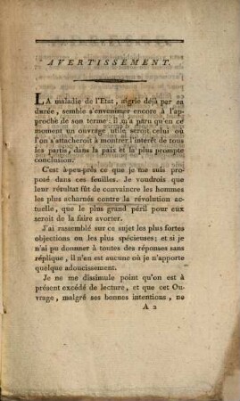 Adresse Aux Amis De La Paix, 1