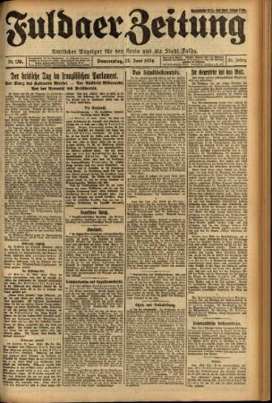 Erste Ausgabe vom Donnerstag, den 12. Juni 1924.