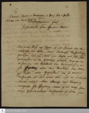Brief von Christian Keferstein an Heinrich Menu von Minutoli.