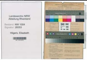 Entnazifizierung Elisabeth Hilgers , geb. 05.02.1889 (Postassistentin)