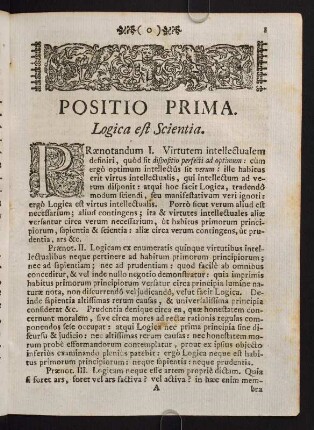1-14, Positio Prima. Logica est Scientia