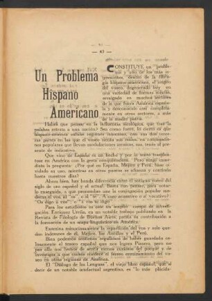 Un problema Hispano Americano
