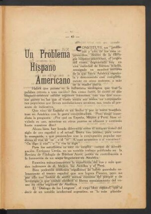 Un problema Hispano Americano