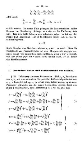 II. Besondere Linien und Liniensysteme auf Flächen.