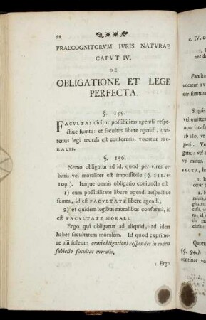 Praecognitorum iuris naturae Caput IV. De obligatione et lege perfecta.