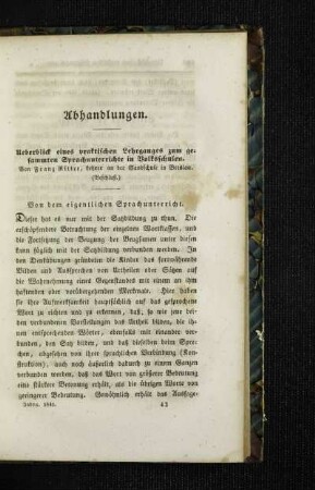 Ueberblick eines praktischen Lehrgangens zum gesammten Sprachunterrichte in Volksschulen : (Beschluß)