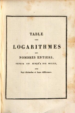 Tables de Logarithmes