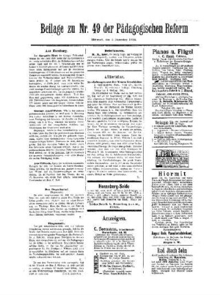 Litteratur : Beilage zu Nr. 49 der Pädagogischen Reform