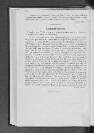 Literaturübersicht.