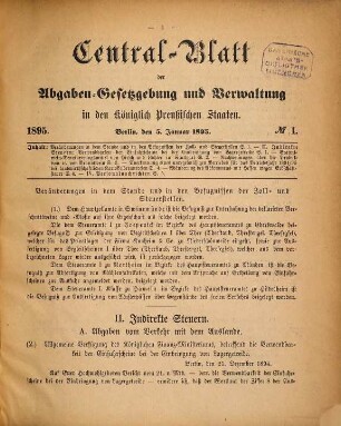 Zentralblatt der Abgaben-Gesetzgebung und Verwaltung in den Königlich Preußischen Staaten, 1895