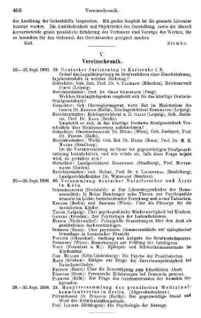 400, V. Vereinschronik