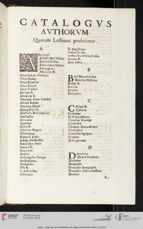 Catalogus authorum, quorum lectione profecimus