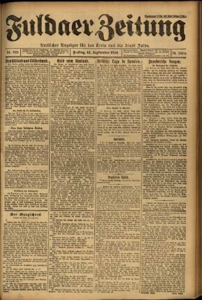 Erste Ausgabe vom Freitag, den 12. September 1924.