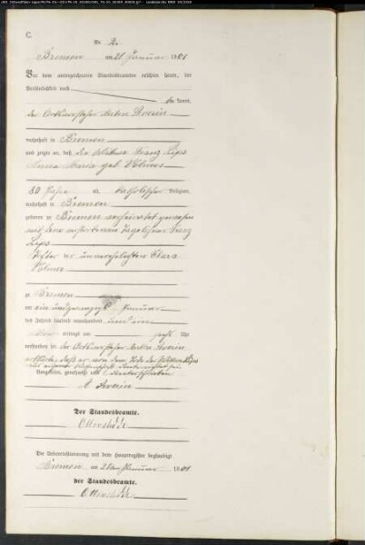 Sterberegister Standesamt Bremen