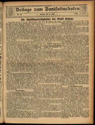 Zweite Ausgabe vom Sonntag, den 14. Juni 1925.