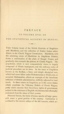 Preface to volume XVII. of the Statistical account of Bengal