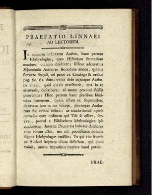 Praefation Linnaei Ad Lectorem