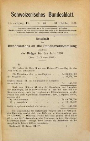 Bundesblatt. 37. 1885, 4