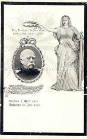 Postkarte zum Tode Bismarcks