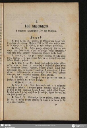 I. 150 schpruchow k małemu katechißmej Dr. M. Luthera