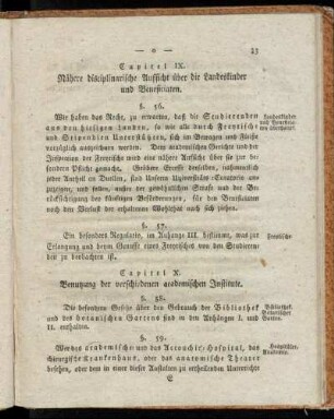 Capitel IX. Nähere disciplinarische Aufsicht über die Landeskinder und Beneficiaten
